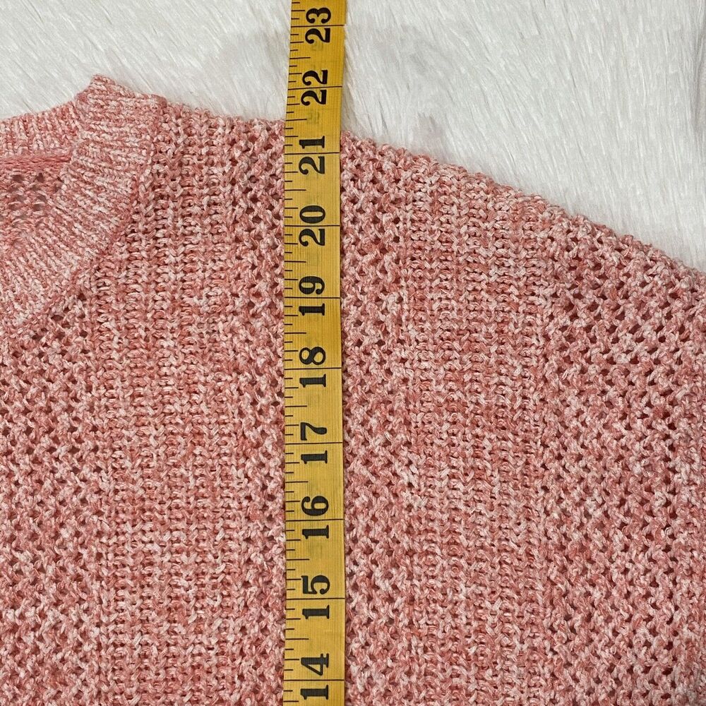 Gap Sweater Size L Spring Loose Knit Pull-Over Coral/White Long Sleeved - Picture 7 of 8